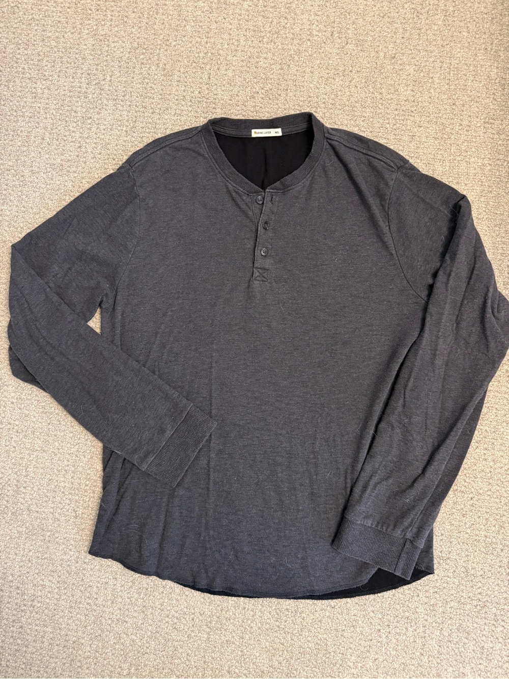 Marine Layer Dark Charcoal Long-Sleeve Henley